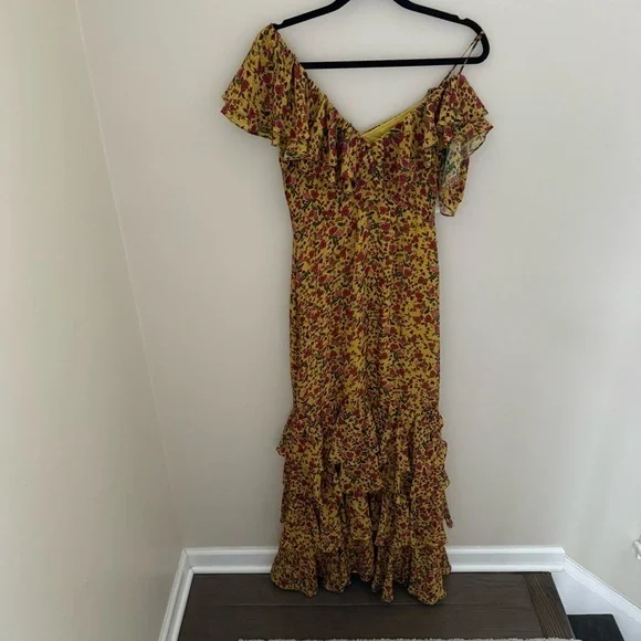 gold satin dress Vintage Off Shoulder Gold Satin Draped Evening Gown